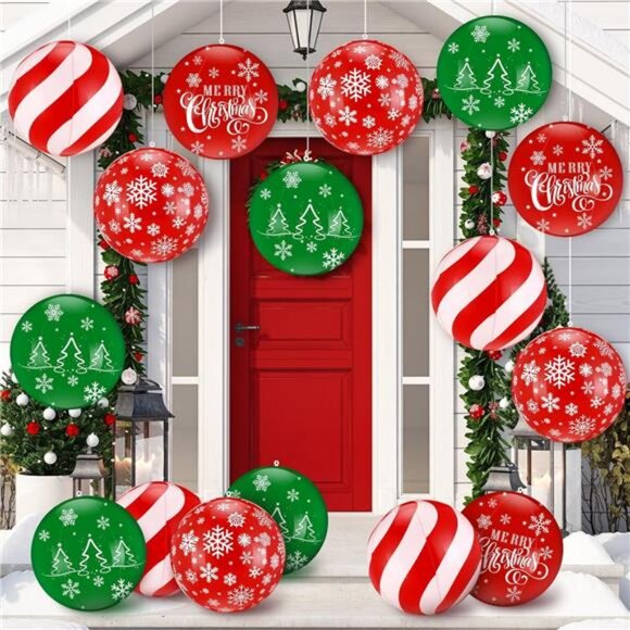 16 Pcs 9 Inch Large Inflatable Christmas Balls Outdoor...